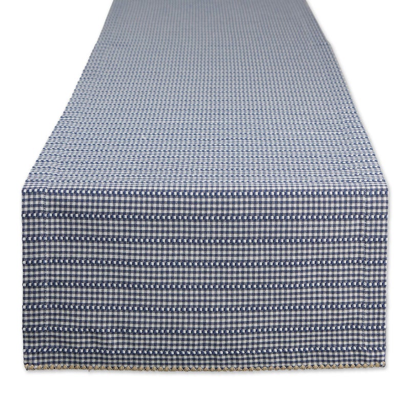 DII Farmhouse Gingham, Checked Tabletop Collection, Table Runner, 14x72, French Blue - Image 1