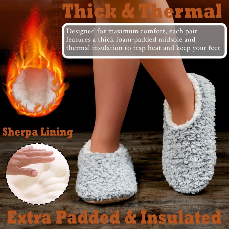 cosyone1997 2-Pair Slippers for Women Indoor Soft Sole with Warm Plush Lining and Non-Slip Grips, House Slipper Socks, Size 7-8 - Image 4