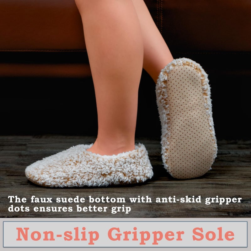 cosyone1997 2-Pair Slippers for Women Indoor Soft Sole with Warm Plush Lining and Non-Slip Grips, House Slipper Socks, Size 7-8 - Image 5