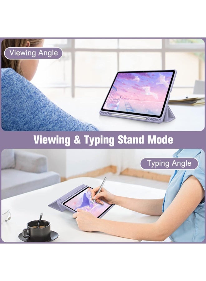 Cover Hybrid Slim Case for Samsung Galaxy Tab S8/Tab S7 11 Inch (Model SM-X700/X706/T870/T875/T878) with S Pen Holder, Shockproof Cover with Clear Transparent Back Shell (light Purple) - Image 5