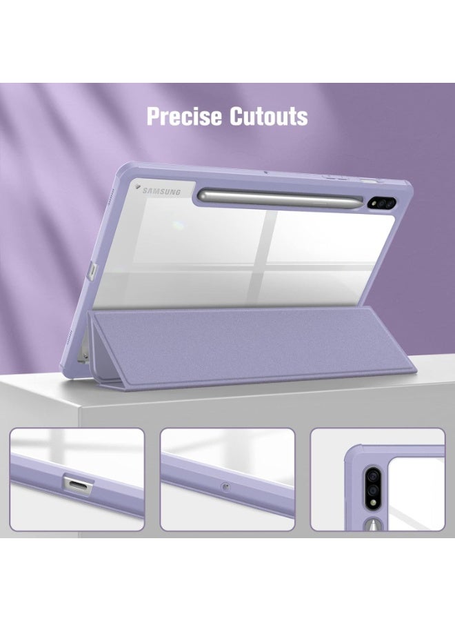 Cover Hybrid Slim Case for Samsung Galaxy Tab S8/Tab S7 11 Inch (Model SM-X700/X706/T870/T875/T878) with S Pen Holder, Shockproof Cover with Clear Transparent Back Shell (light Purple) - Image 3