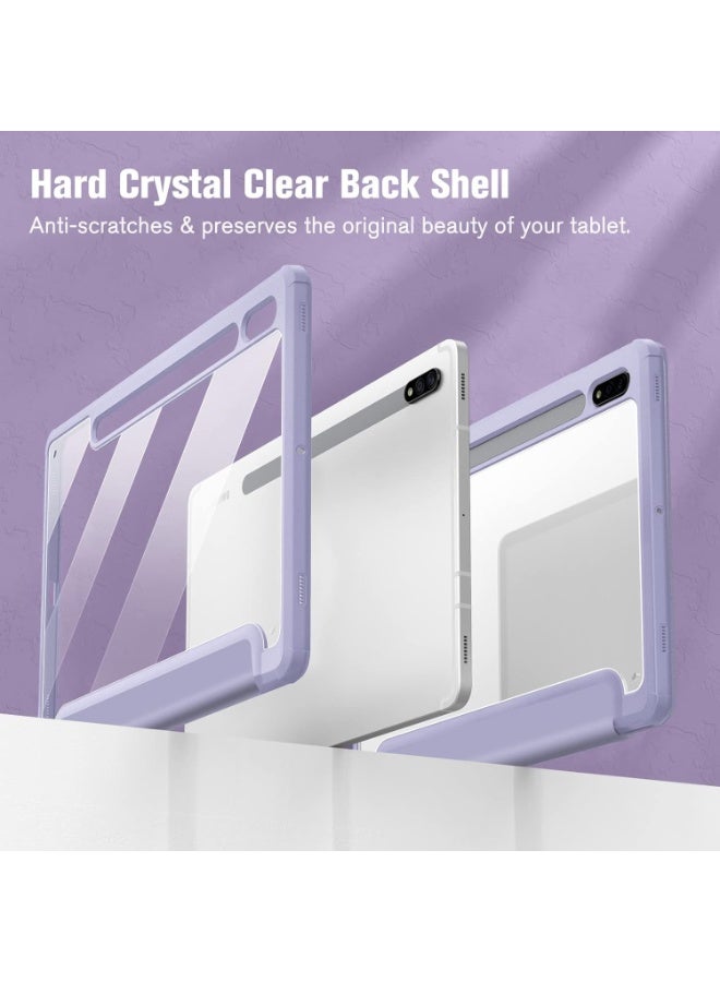 Cover Hybrid Slim Case for Samsung Galaxy Tab S8/Tab S7 11 Inch (Model SM-X700/X706/T870/T875/T878) with S Pen Holder, Shockproof Cover with Clear Transparent Back Shell (light Purple) - Image 2