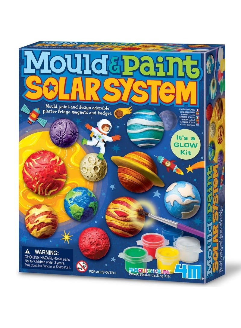 4m طقم 4M لصنع الطين ونظام الشمس – اصنع مغناطيس وكروت كواكب تتلألأ في الظلام مع قوالب الجبس – حرفة STEM للأطفال من عمر 5 سنوات فما فوق – يتضمن الألوان، القوالب، المغناطيس، الدبابيس والفرشاة | 00-04793 - Image 1