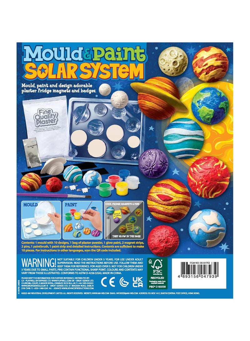 4m طقم 4M لصنع الطين ونظام الشمس – اصنع مغناطيس وكروت كواكب تتلألأ في الظلام مع قوالب الجبس – حرفة STEM للأطفال من عمر 5 سنوات فما فوق – يتضمن الألوان، القوالب، المغناطيس، الدبابيس والفرشاة | 00-04793 - Image 2