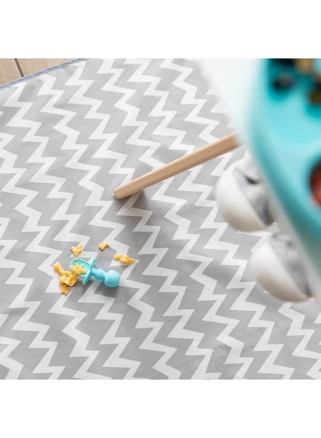 BUMKiNs Baby Splat Mat For Under High Chair Babies Toddlers Eating Mess Mat Waterproof Reusable Cloth For Arts And Crafts Playtime Mat For Kids Floors Or Tables Fabric 42Inx42In Gray Chevron - Image 3