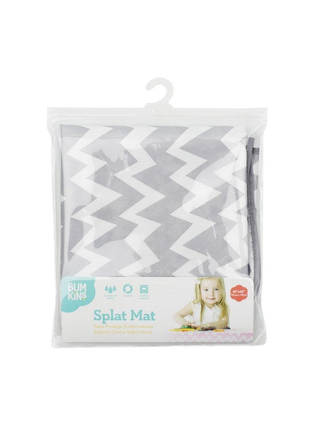 BUMKiNs Baby Splat Mat For Under High Chair Babies Toddlers Eating Mess Mat Waterproof Reusable Cloth For Arts And Crafts Playtime Mat For Kids Floors Or Tables Fabric 42Inx42In Gray Chevron - Image 5
