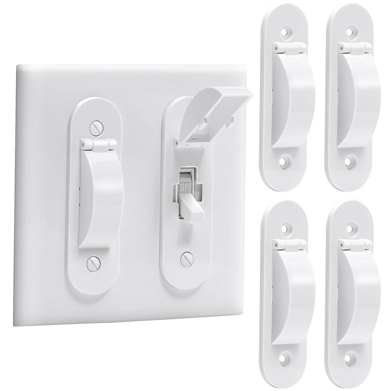 CLYMENE Wall Switch Guard Child Proof Light Switch Cover Guard Toggle Style Light Switch Protection Keep Toggle Switch in On or Off Position 4 Pack White - Image 3
