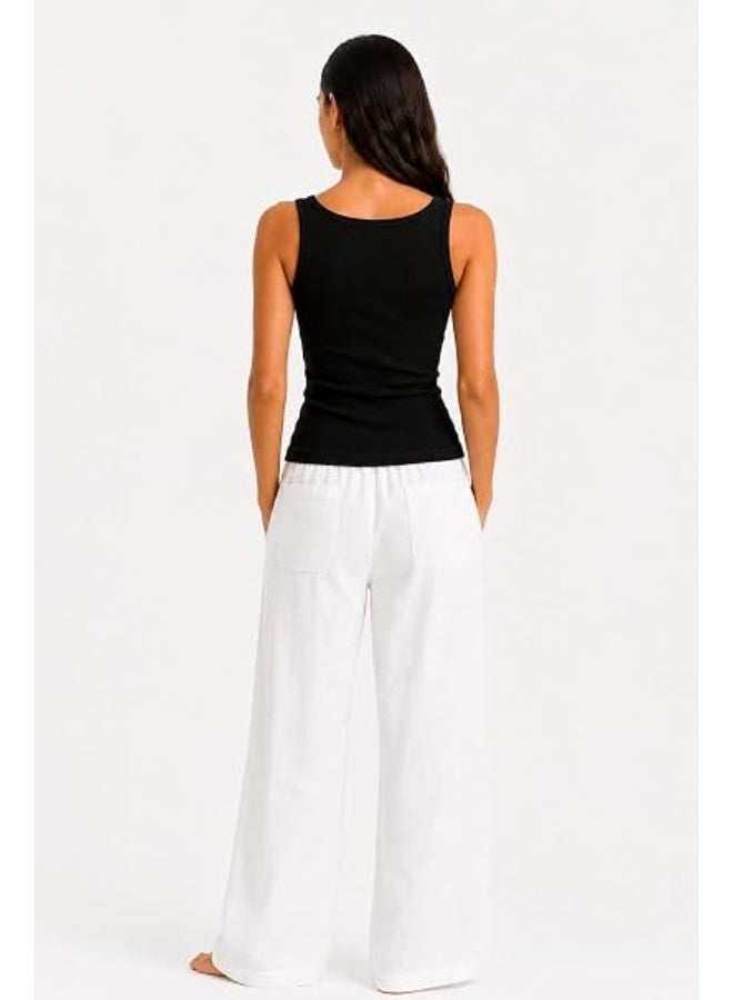 Nileton Women's Basic Ribbed Knit - Cotton Round Neck Tank Top - Slim Fit Sleeveless Stretchy Fitted Casual Everyday Tank - Image 2