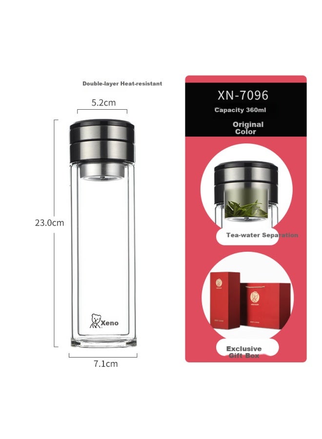 Heenoor Tea Infuser Mug, Double-layer Insulated Cup For Brewing Tea, Car Water Bottle For Men, Xn-7096 Natural Color, 360ml - Image 1