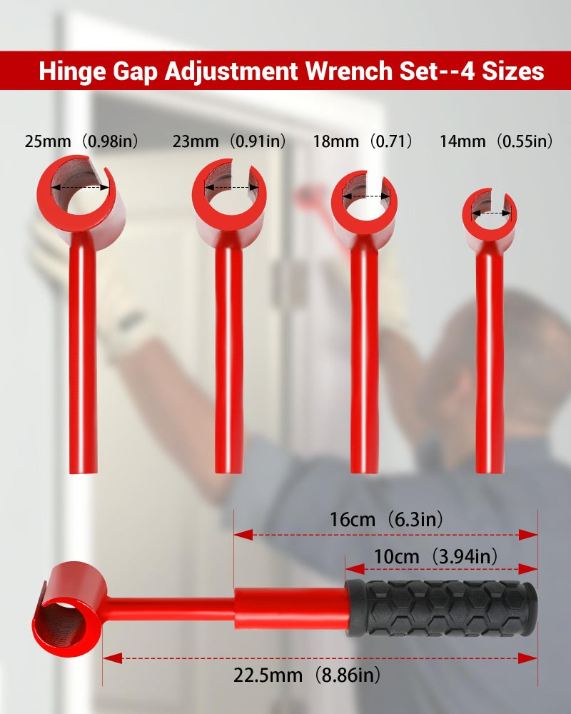 Tofcbye Upgraded Hinge Gap Adjustment Wrench Set, Heavy Door Hinge Adjustment Tool, 4 PCS Hinge Gap Adjusting Wrench, Tools used to adjust the gap between door chains and align door frames - Image 2