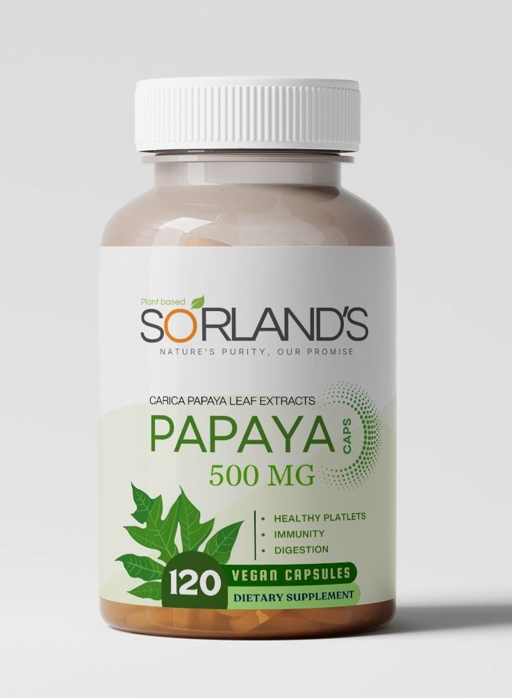 Sorland's Sorland’s Papaya Leaf Extracts | Carica Papaya | Helps Digestion & Healthy Platelets | Anti-Oxidant-120 veg capsules - Image 1