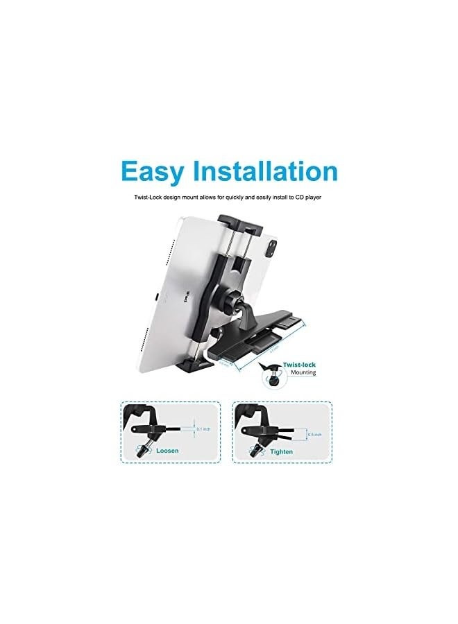 Green Tiger CD Slot Car Tablet Mount, 360° Rotatable CD Player Car Tablet & Phone Holder for iPad Pro 9.7, 11, 12.9 Air Mini 5 4 3 2, Samsung Galaxy Tabs, Switch, iPhone, More 4-13" Cell Phones and Tablets - Image 3