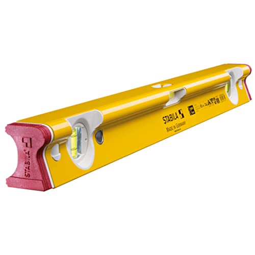 STABILA Type R 300 Spirit Level 61 cm TorsionResistant Aluminium R Profile 1 Horizontal Level 2 Vertical Levels Shock Absorbing End Caps Integrated Slip Stopper Made in Germany Yellow - Image 1
