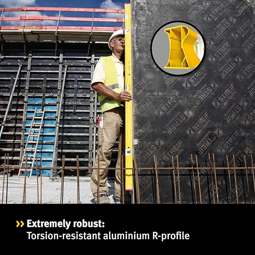STABILA Type R 300 Spirit Level 61 cm TorsionResistant Aluminium R Profile 1 Horizontal Level 2 Vertical Levels Shock Absorbing End Caps Integrated Slip Stopper Made in Germany Yellow - Image 3