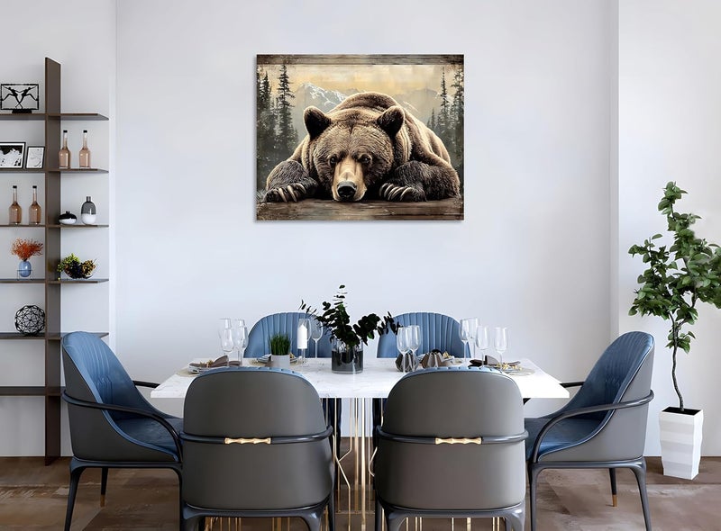 OWNANRTHM Brown Bear Canvas Wall Art - Image 4