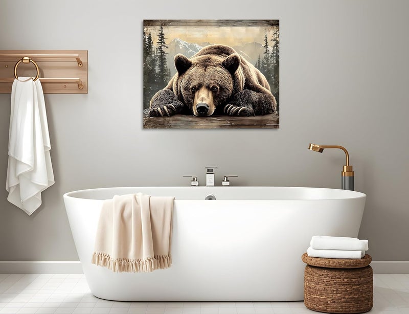 OWNANRTHM Brown Bear Canvas Wall Art - Image 5