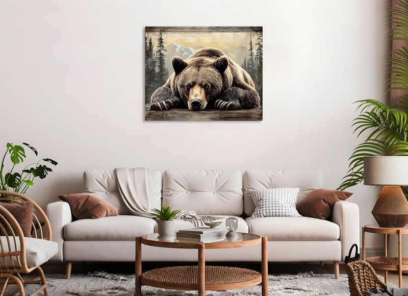 OWNANRTHM Brown Bear Canvas Wall Art - Image 3