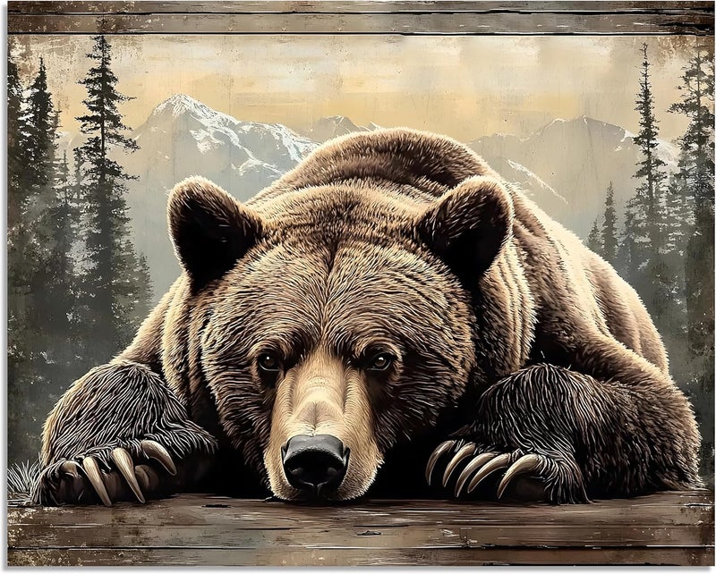 OWNANRTHM Brown Bear Canvas Wall Art - Image 2