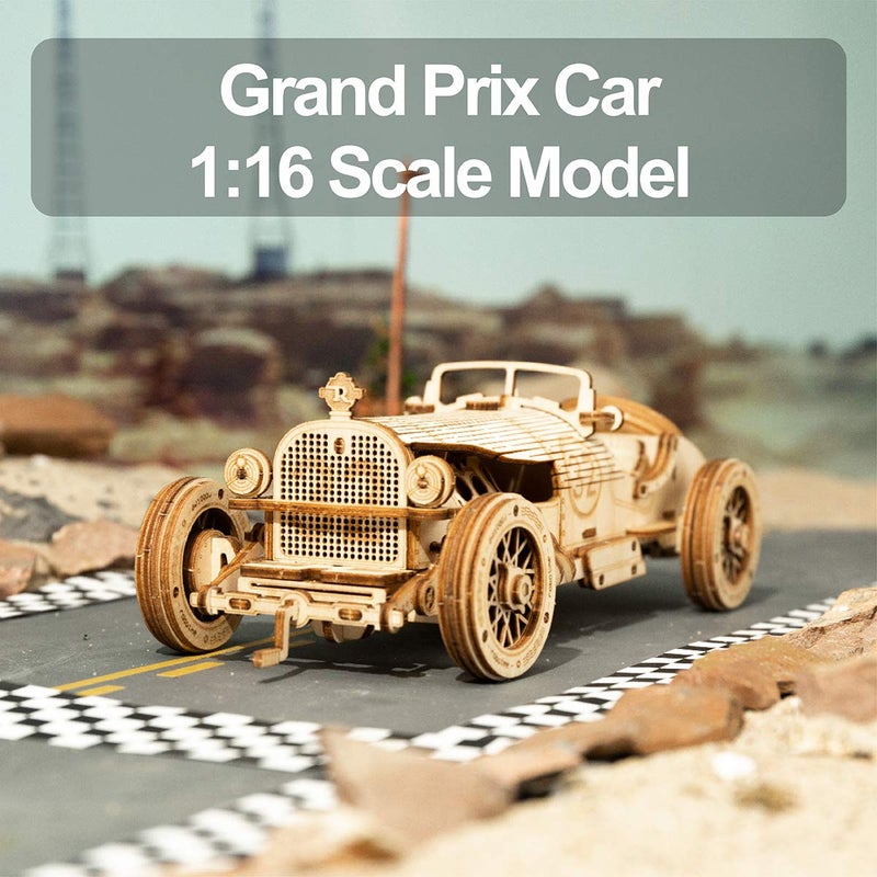 ROKR 3D Wooden Puzzle for Adults-Mechanical Car Model Kits-Brain Teaser Puzzles-Vehicle Building Kits-Unique Gift for Adults on Birthday/Christmas Day(1:16 Scale)(MC401-Grand Prix Car) - Image 2