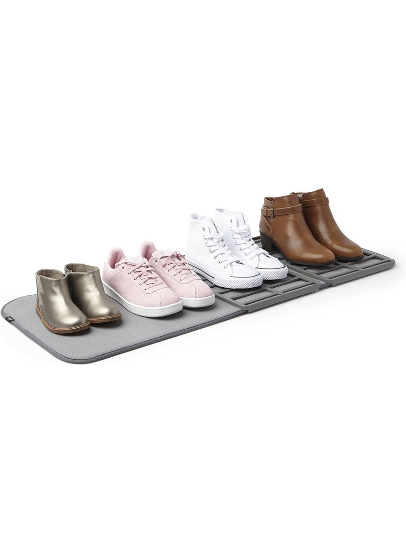 Shoe drying mat for shoe rack - multifunctional shoe tray, washable, holds 4 pairs, portable and easy to clean for home and travel use, made of durable and quick-drying material, protects floors from water and dirt - gray color - Image 1