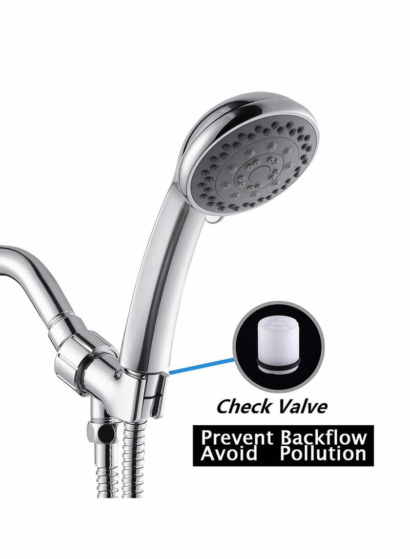 KASTWAVE Handheld Shower Head, 5 Settings High Pressure Powerful Water Spray Shower Head with Stainless Hose and Adjustable Mount - Ideal Against Low Pressure Water Flow  - Image 3