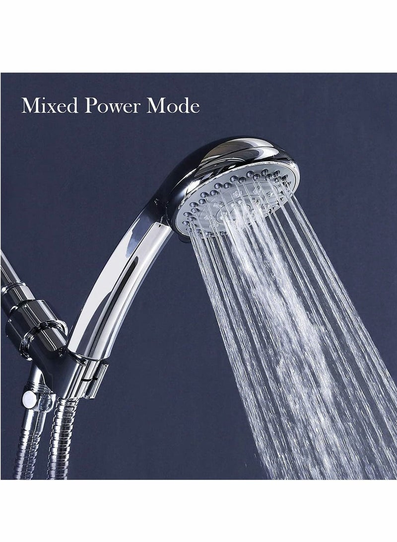 KASTWAVE Handheld Shower Head, 5 Settings High Pressure Powerful Water Spray Shower Head with Stainless Hose and Adjustable Mount - Ideal Against Low Pressure Water Flow  - Image 2