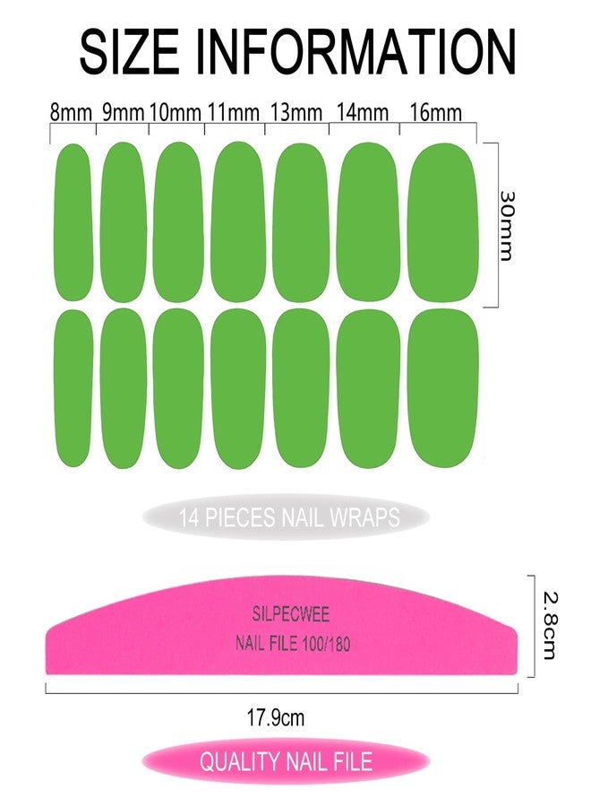SILPECWEE Green Nail Wraps Spring Nail Polish Strips for Women Solid Color Self Adhesive Nail Polish Stickers Gel Nail Strips Fingernail Manicure Sticker with 1pc Nail File (16 Sheets) - Image 3