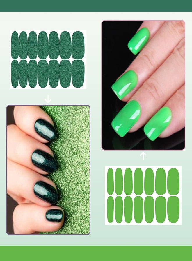SILPECWEE Green Nail Wraps Spring Nail Polish Strips for Women Solid Color Self Adhesive Nail Polish Stickers Gel Nail Strips Fingernail Manicure Sticker with 1pc Nail File (16 Sheets) - Image 4