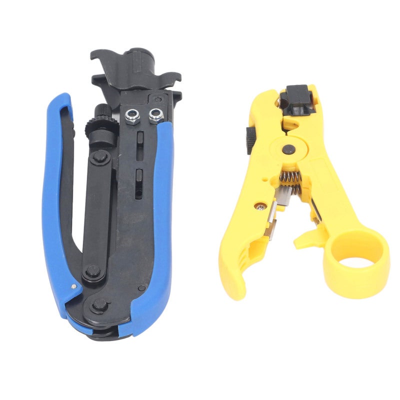 Coaxial Cable Crimping Tool Kit with Adjustable F Connector Compression - Crimping Pliers and Stripping Pliers Set for RG6 RG59 RG11 Satellite TV CCTV Installation - Image 2