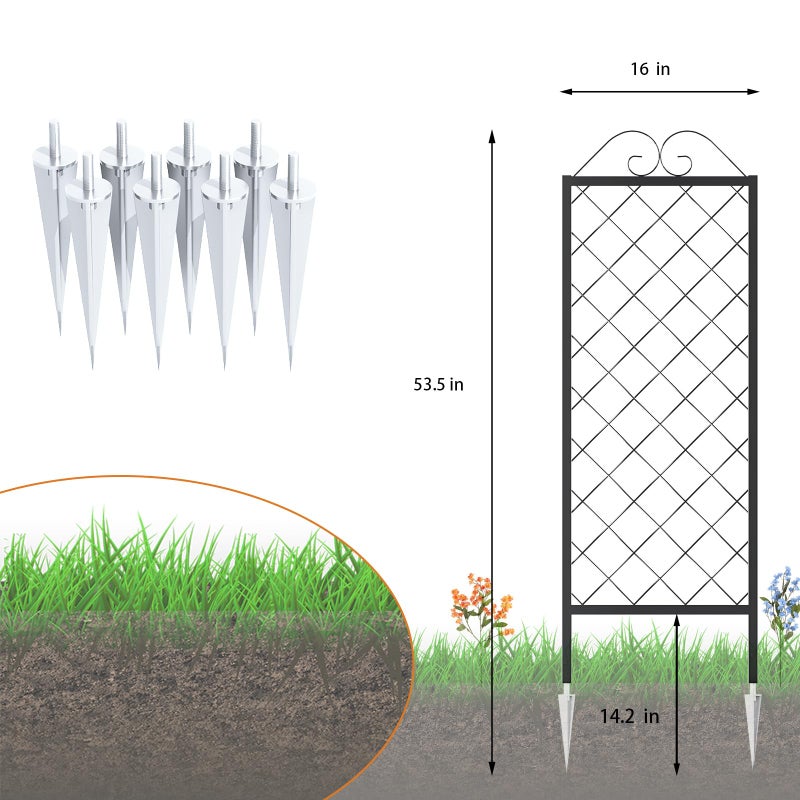 Zhongma 2 Pack Metal Garden Trellises for Climbing Plants, 53.5 Inch Tall Metal Fence Plant Support Trellis for Flower and Vagetable - Image 4