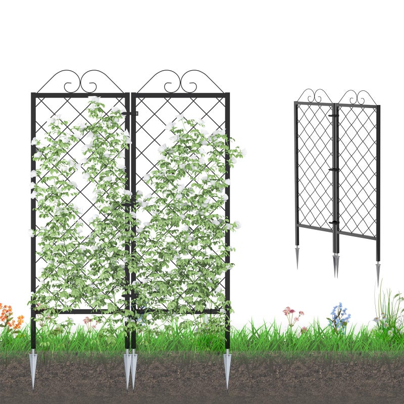 Zhongma 2 Pack Metal Garden Trellises for Climbing Plants, 53.5 Inch Tall Metal Fence Plant Support Trellis for Flower and Vagetable - Image 1