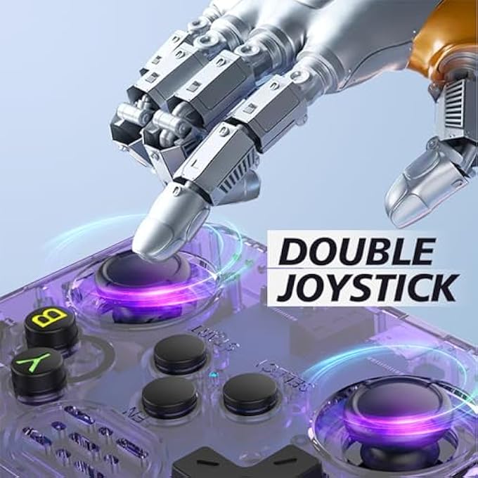 R36S HANDHELD GAME CONSOLE, RETRO HANDHELD VIDEO GAME CONSOLE 3.5 INCH IPS SCREEN OPEN SOURCE LINUX SYSTEM BUILT-IN 15000+ GAMES, 32G+64G TF CARD, PURPLE - Image 3