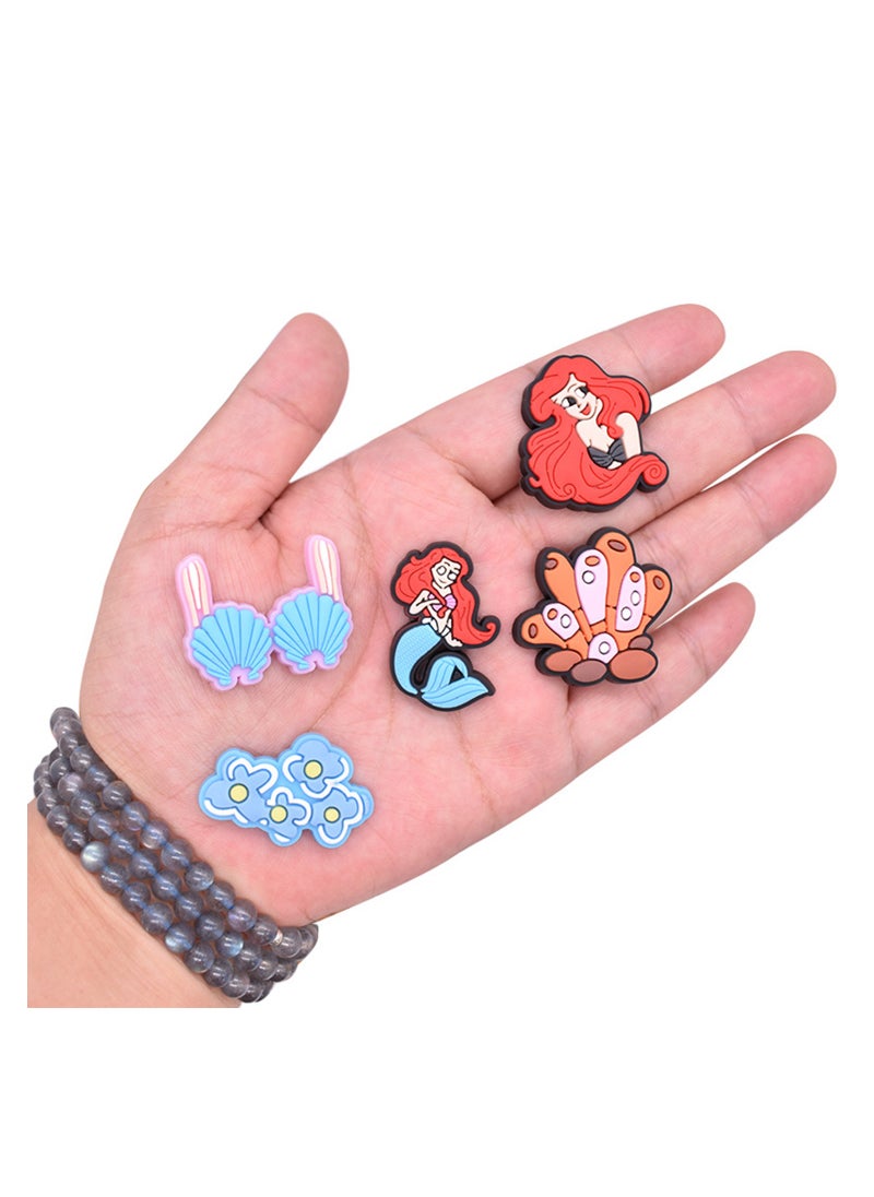 Excefore 37 PCS Mermaid Shoe Charms for Clog Sandals Bracelets Decoration, Lovely Pink Ocean Animals Shoes Charms for Girls Women Party Favor  - Image 4