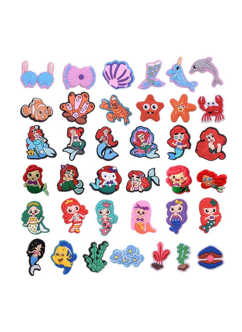 Excefore 37 PCS Mermaid Shoe Charms for Clog Sandals Bracelets Decoration, Lovely Pink Ocean Animals Shoes Charms for Girls Women Party Favor  - Image 1