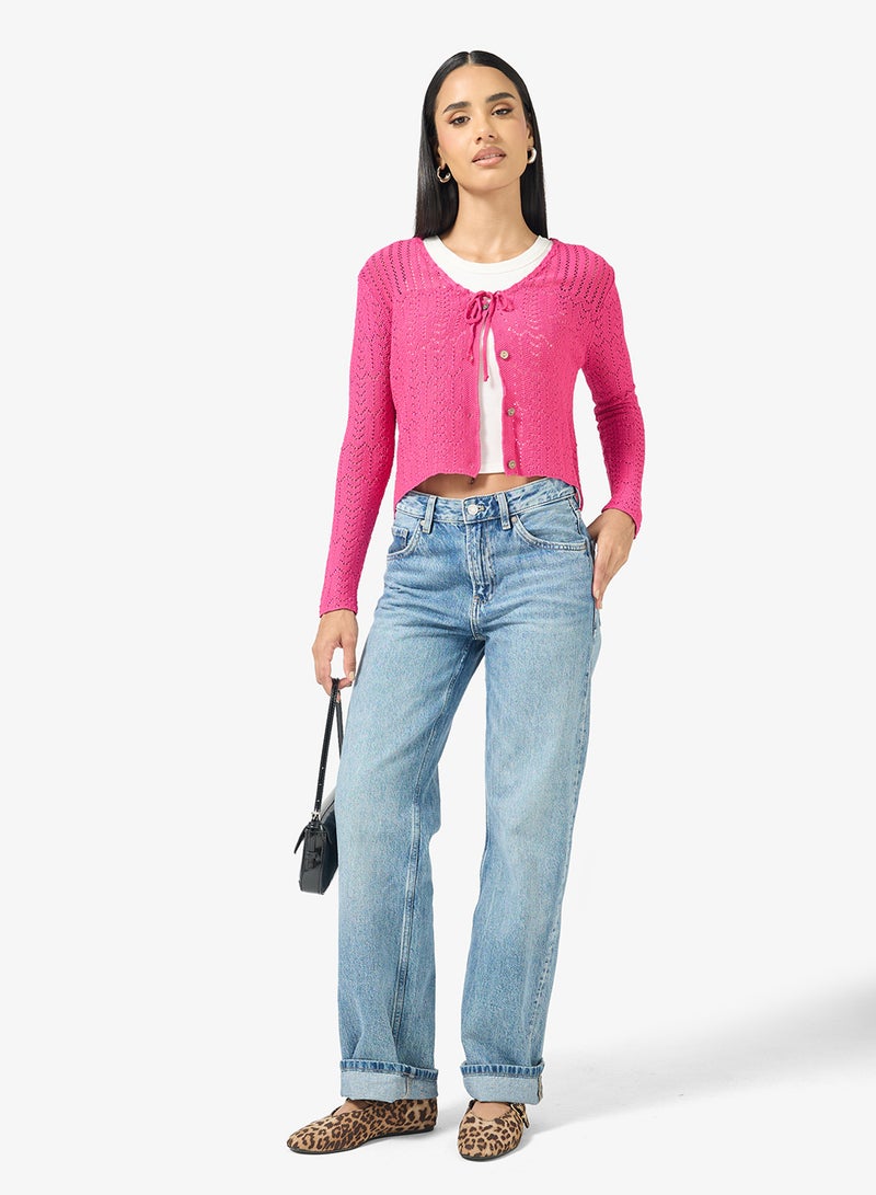 جينجر كارديجان محبوك بتفاصيل مفتوحة - Image 4