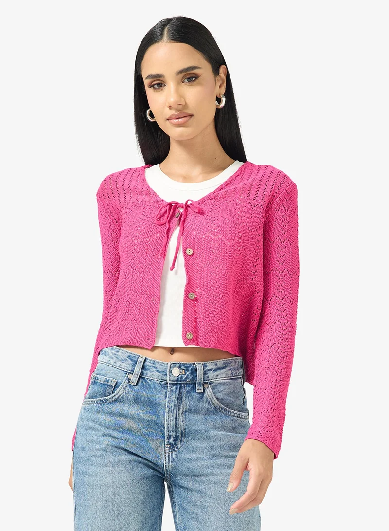 جينجر كارديجان محبوك بتفاصيل مفتوحة