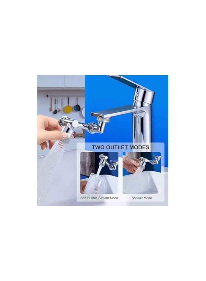 general Color You Universal Splash Filter Faucet 1080° Large-angle Rotating Robotic Arm Faucet Extender Dual Sprayer Universal Rotating Faucet Aerator 24mm Female Thread / 22mm Male Thread for Kitchen - Image 3