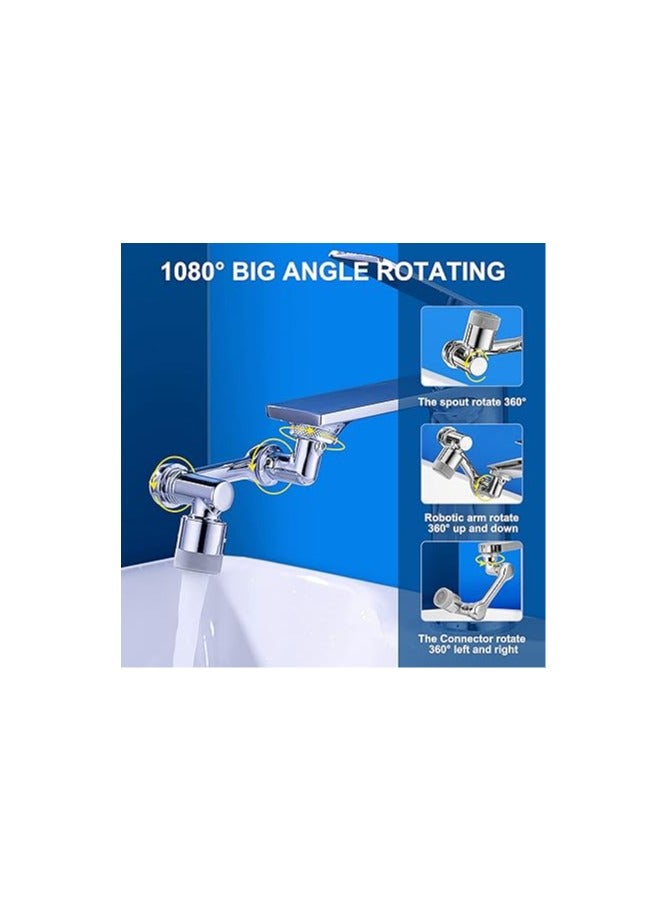 general Color You Universal Splash Filter Faucet 1080° Large-angle Rotating Robotic Arm Faucet Extender Dual Sprayer Universal Rotating Faucet Aerator 24mm Female Thread / 22mm Male Thread for Kitchen - Image 5