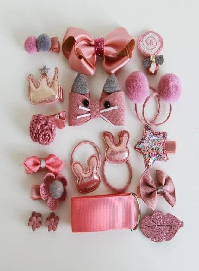 Zyomatiq Fancy Hair Clips For Baby Girls Toddlers Assorted Stylish Fashion Hair Accessories 18 Pcs Gift Set Box (Dark Pink) - Image 3
