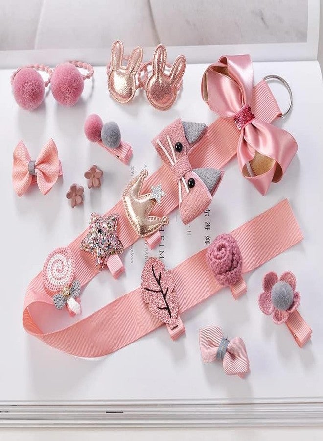 Zyomatiq Fancy Hair Clips For Baby Girls Toddlers Assorted Stylish Fashion Hair Accessories 18 Pcs Gift Set Box (Dark Pink) - Image 1