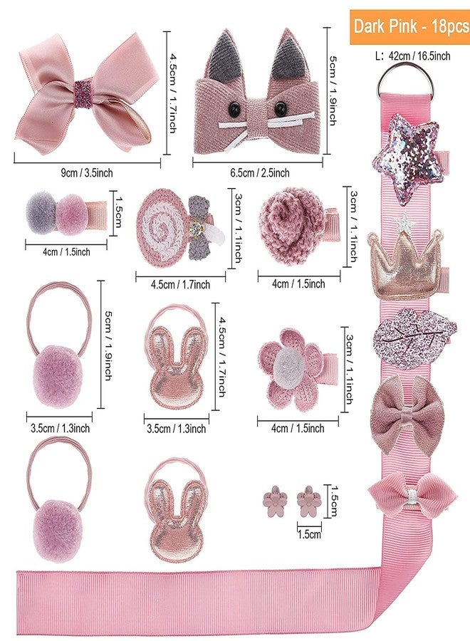 Zyomatiq Fancy Hair Clips For Baby Girls Toddlers Assorted Stylish Fashion Hair Accessories 18 Pcs Gift Set Box (Dark Pink) - Image 4