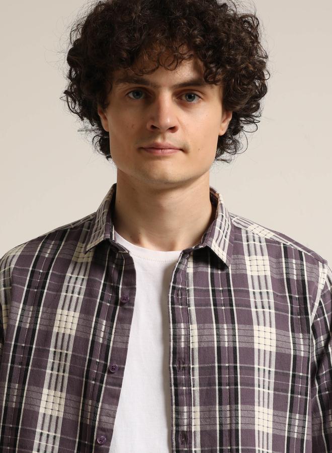 بوشيرت قميص مطبع بنمط مربعات وأكمام طويلة - Image 4