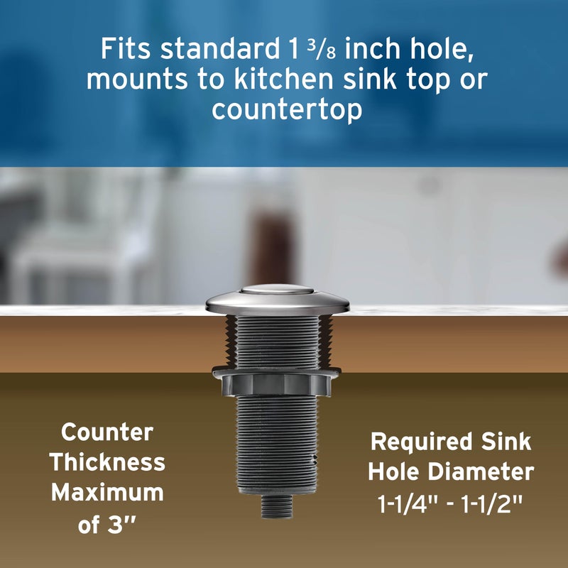 INSINKERATOR Garbage Disposal Air Switch Kit, Dual Outlet Sink Top Switch Button for All INSINKERATOR Food Waste Disposer Models, Chrome/White STS-OO - Image 5