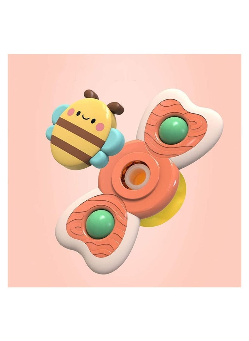 SYOSI - Baby Cup Spinner Toy with Suction Cup, Baby Bath Toys, Spinner Toys, Cartoon Spinning Suction Toys, Lovely Gift for Baby and Children BPA Free 3 Pack - Image 1