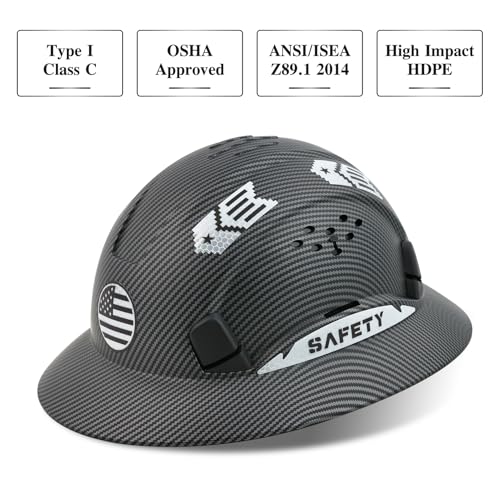 LOHASWORK Full Brim Hard Hat, Safety Helmet OSHA Approved, Cascos De Construccion, Vented Construction Hard Hat, 6 Point Suspension Adjustable Ratchet, Work Helmets for Men Women - Image 2