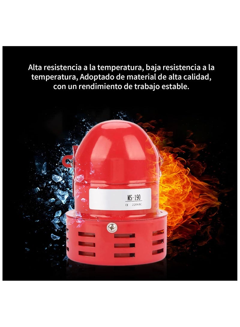 Industrial Engine Alarm Bell MS-190 Red Engine Alarm 220V 120DB Horn Continuous Sound Siren for Factory, Residential Area, Commercial Street - Image 3