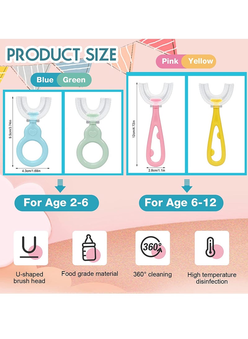 4PCS Kids U Shaped Toothbrushes with Soft Silicone Brush Head and Non Slip Handle 360° Oral Care Design for Toddlers and Children Aged 2 12 Years Manual Training Toothbrush - Image 5