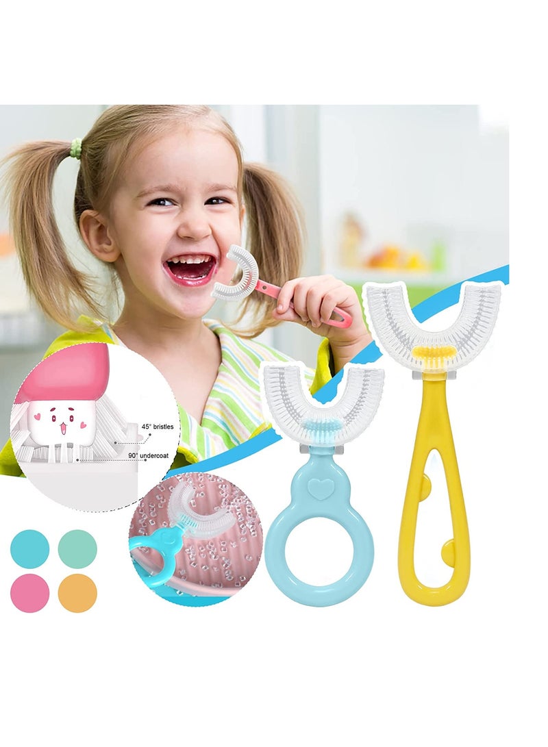 4PCS Kids U Shaped Toothbrushes with Soft Silicone Brush Head and Non Slip Handle 360° Oral Care Design for Toddlers and Children Aged 2 12 Years Manual Training Toothbrush - Image 3
