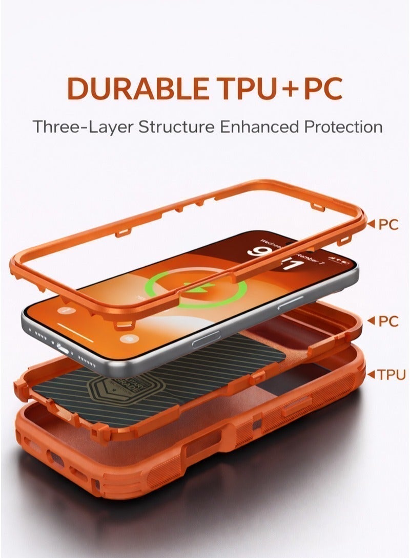 Neyecam Magnetic Rugged Case for iPhone 17 Pro Max with Lens Stand, Military Grade Shockproof Phone Case, MagSafe Compatible Protective Cover with Camera Guard & Built-in Magnet, Wireless Charging Support + Wrist Strap - Image 2