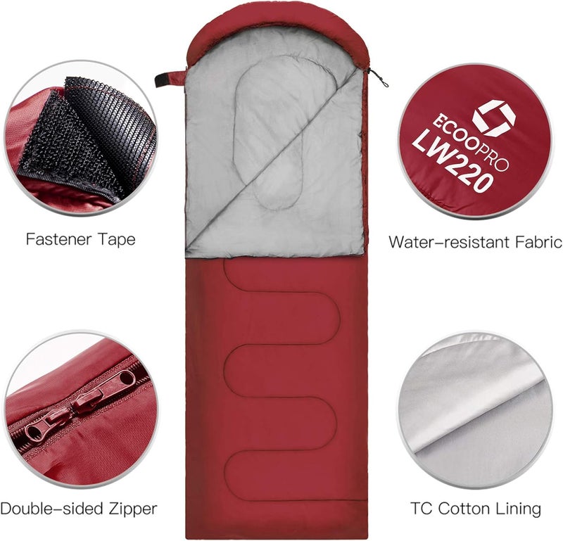 ECOOPRO Warm Weather Sleeping Bag - Portable, Waterproof, Compact Lightweight, Comfort with Compression Sack - Great for Outdoor Camping, Backpacking & Hiking-83 L x 30" W Fits Adults - Image 3